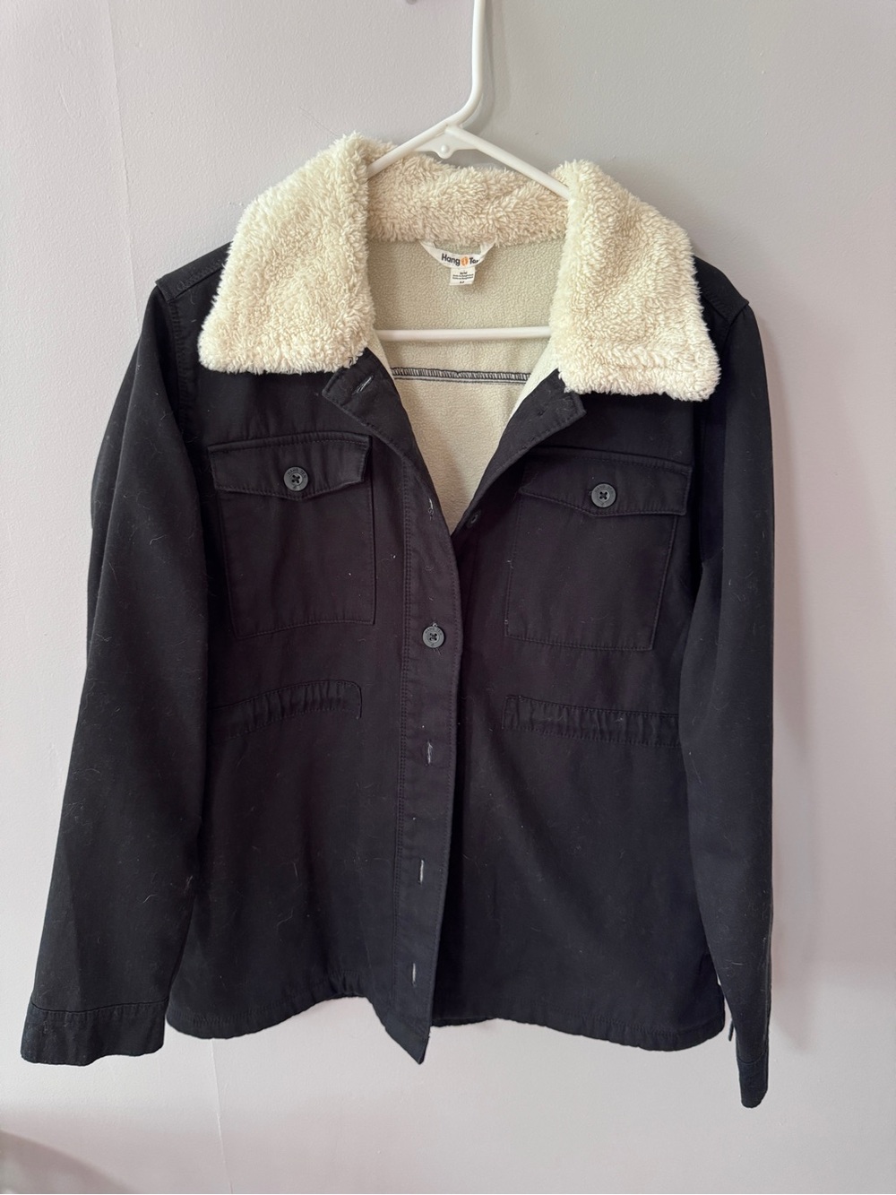 Hang Ten Black Jacket with Cream Sherpa Collar